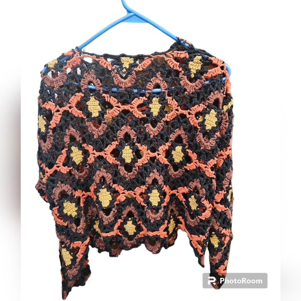 Reference Point Crochet Cropped Sweater. - Picture 2 of 8